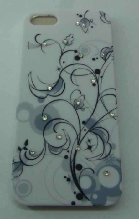 Husa florala silicon rigid iphone 5 + folie protectie ecran + expediere gratuita