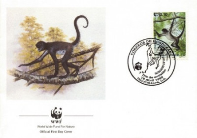 WWF FDC complet set / 4 buc./ 1990 Honduras - monkey foto