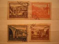 GERMANIA ,THURINGEN - SERIE 4 TIMBRE STAMPILATE 1946 - WIRBAUEN BRUCKEN .