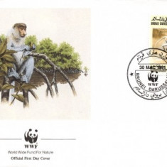 WWF FDC 1991 Brunei - maimuta complet serie - 4 buc. FDC