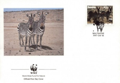 WWF FDC 1991 Namibia - Zebra complet serie - 4 buc. FDC foto