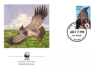 WWF FDC complet serie / 4 buc./ Guyana 1990 - harpiye eagle foto