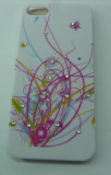 Husa florala silicon rigid iphone 5 + folie protectie ecran, Alb, iPhone 5/5S/SE, Apple