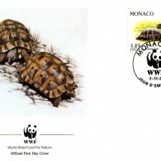WWF FDC 1991 Monaco complet serie - 4 buc. FDC turtles
