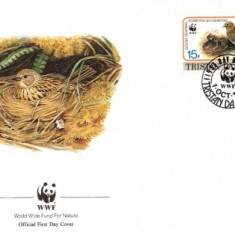 WWF FDC 1991Ttristan da Cunha complet serie pasari - 4 buc. FDC