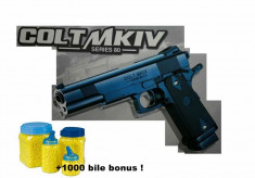 PISTOL mk4 AIRSOFT MODEL 2013+LASER+LANTERNA,200fps PUTERE+1000 BILE BONUS !!! foto