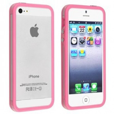 Bumper iPhone 5 Case Apple ROZ TRANSPARENT SPECIAL HUSA DIN SILICON TPU CAUCIUCAT SIGILAT RAMA PROTECTIE IPHONE 5+folie fata display+ LIVRARE GRATUITA foto