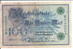 LL bancnota Germania 100 marci 1908 ( stampila verde) foto