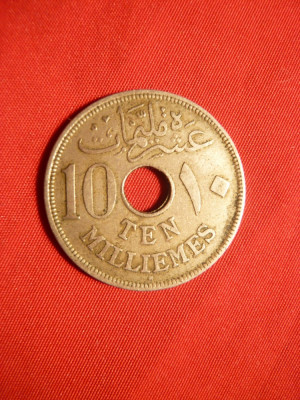 Moneda 10 Milliemmes 1917 Egipt ,metal alb ,cal.F.Buna foto