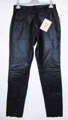 (NOU) PANTALONI PIELE (Marime: W 32 (42) ) - TALIE = 78 CM, LUNGIME TOTALA = 116 CM, LUNGIME CRAC INTERIOR = 90 cm foto