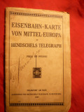 Harta Cailor Ferate Europa Centrala- publicata de Herschel Telegraph in 1909