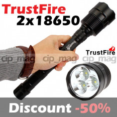 TR-3T6 - Lanterna TrustFire 3xCREE XM-L T6 - 3800 Lumeni - 2x 18650 3.7V 4000mAh PCB foto