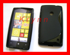 GC212 - Husa gel TPU - NOKIA Lumia 520 / 525 - S line - NEGRU, elastic - BONUS: FOLIE PROTECTIE - TRANSPORTUL E 2 LEI IN CAZUL PLATII IN AVANS foto