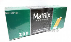 Tuburi MATRIX MENTHOL 200 tuburi / cutie, pentru injectat tutun, tigari; filtre tigari foto