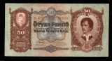 UNGARIA BANCNOTA DE 50 PENGO 1932 UNC CIRCULAT IN TRANSILVANIA PETOFI SANDOR