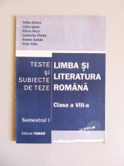 Limba si literatura romana teste si subiecte de teze pt clasa a VIII-a foto