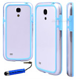 Cumpara ieftin Bumper albastru bleu transparent samsung galaxy s4 mini i9190 + folie protectie ecran + expediere gratuita