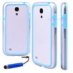 Bumper albastru bleu transparent samsung galaxy s4 mini i9190 + folie protectie ecran + expediere gratuita