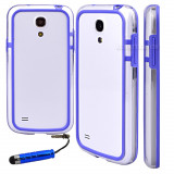 Bumper albastru transparent samsung galaxy s4 mini i9190 + folie protectie ecran + expediere gratuita