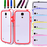 Bumper rosu transparent samsung galaxy s4 mini i9190 + folie protectie ecran + expediere gratuita