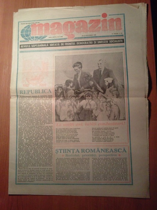 ziarul magazin 28 decembrie 1988 ( 41 de ani de la infintarea republicii )