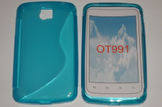 Husa silicon TPU, culoare turquoise, Alcatel OT991, model S-LINE foto