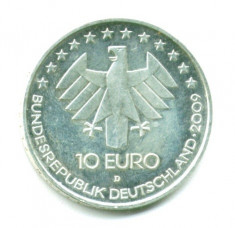 GERMANIA 10 EURO 2009 LITERA D 100 ANI AVIATIE ARGINT STARE EXCELENTA foto