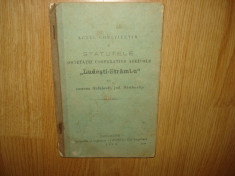 STATUTELE SOCIETATEI COOPERATIVE AGRICOLE &amp;quot;LUDESTI-STRAMBU&amp;quot; ANUL 1912 foto