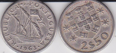 Portugalia 2.50 escudos 1963 foto