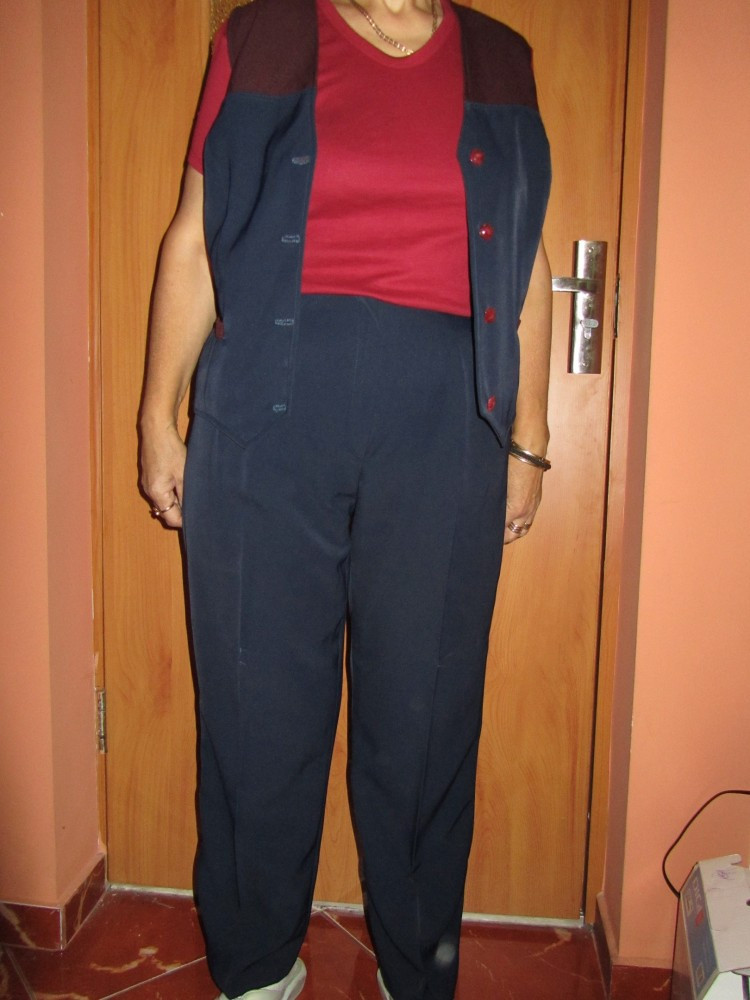 Costum de dama vesta si pantaloni, L/XL, Bleumarin | Okazii.ro