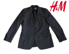 H&amp;amp;amp;M MAN, Espana. Sacou FOARTE ELEGANT GRI INCHIS, SLIM FIT, 2 nasturi. Marime 50(M/L). OUTLET ARAD. Produse NOI, originale de calitate. foto