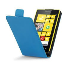 HUSA LUMIA 520 NOKIA LUMIA 525 TOC PIELE MODEL FLIP SLIM ALBASTRA CYAN CU CLAPETA SI INCHIDERE MAGNETICA +FOLIE ECRAN + livrare gratuita foto