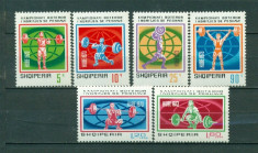 Albania 1973. Campionatele de haltere Cuba - serie 6 val nestampilata dantelata foto