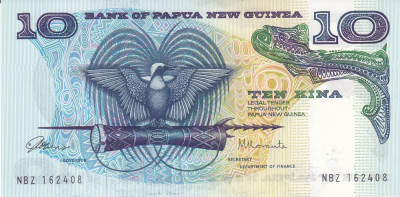 Bancnota Papua Noua Guinee 10 Kina (1985) - P7 UNC (semnatura 1 - catalog $50) foto