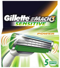 rezerve de ras gillette mach3 sensitive power (pt. aparat de ras cu baterie, vibratii) set de 5 buc. produs original sigilat. foto