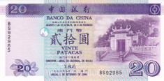 Bancnota Macau (Banco da China) 20 Patacas 1996 - P91 UNC (valoare catalog $45) foto