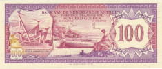 Bancnota Antilele Olandeze 100 Gulden 1981 - P19b UNC (pret catalog $450 !!!) foto