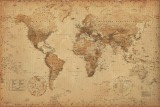 Poster Harta Lumii WORLD MAP 60.96x91.44cm, Fabricat in SUA, Afis Decorativ Vintage