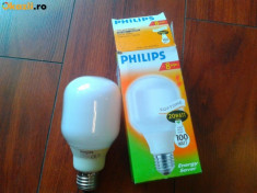 Lampa bec economic Philips 20W, Energy saver, made in Poland, E27, 1160lm, 8 ani, bec foto