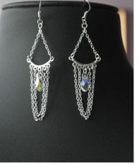 Cercei din argint cu cristale swarovski teardrop Crystal AB - bijuterii handmade mireasa foto