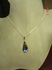 Livrare gratuita!!! Pandantiv superb cristal swarovski teardrop VL, (lant argint inclus) - bijuterii mireasa handmade foto