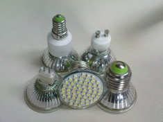 Spot Bec LED 4W 60 LED E27 E14 MR16 GU10 Alb rece / cald 220V foto