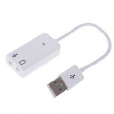 Adaptor Placa de Sunet Externa alb alba cu cablu pe USB Audio Sound Card Adapter 7.1 Virtual 3D pentru PC si laptop foto