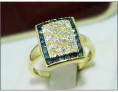 Vintage Inel aur 14k diamante si safire naturale foto