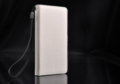 Husa protectie piele bovina Sony Xperia Z lux, tip flip cover portofel, alba foto