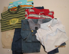 Set haine baieti B4: 2 bodyuri, 3 bluze m. lunga, salopeta blugi, 2 pantaloni + CADOU foto