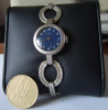 Ceas Dama TOURIST Mecanic Elvetian Vintage, Curea Metalica Bratara, Cadran Albastru