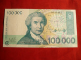 Bancnota 100 000 Dinari Croatia 1993 , cal.NC, Europa