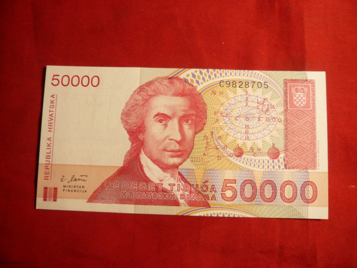 Bancnota 50 000 Dinari Croatia 1993 , cal.NC