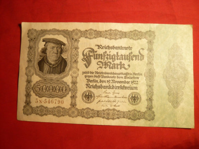 Bancnota 50 000 Marci 1922 Germania cal.Buna-F.Buna ,nr.6 cifre foto